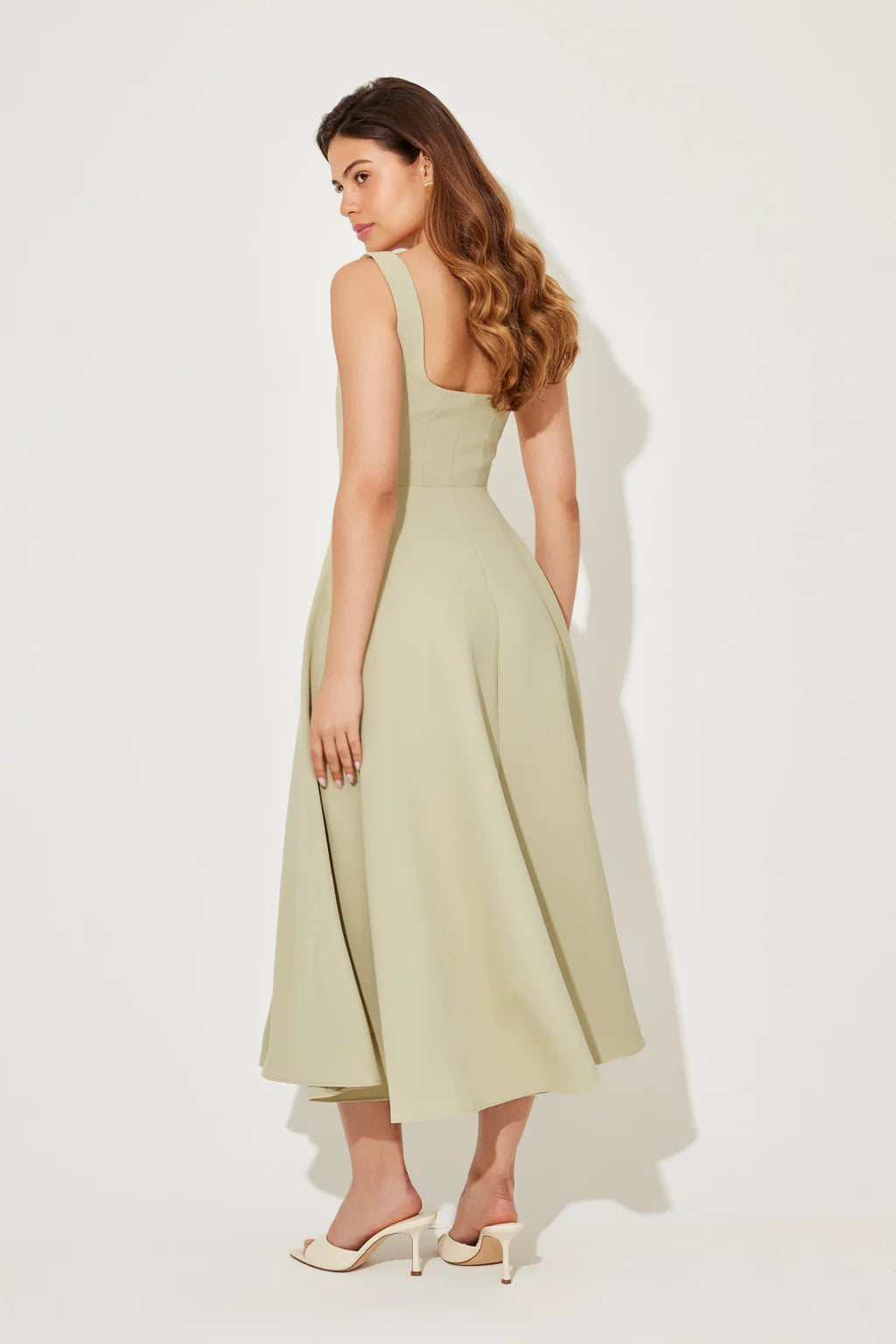 The Ultimate Muse High Waist Square Neck Midi Dress