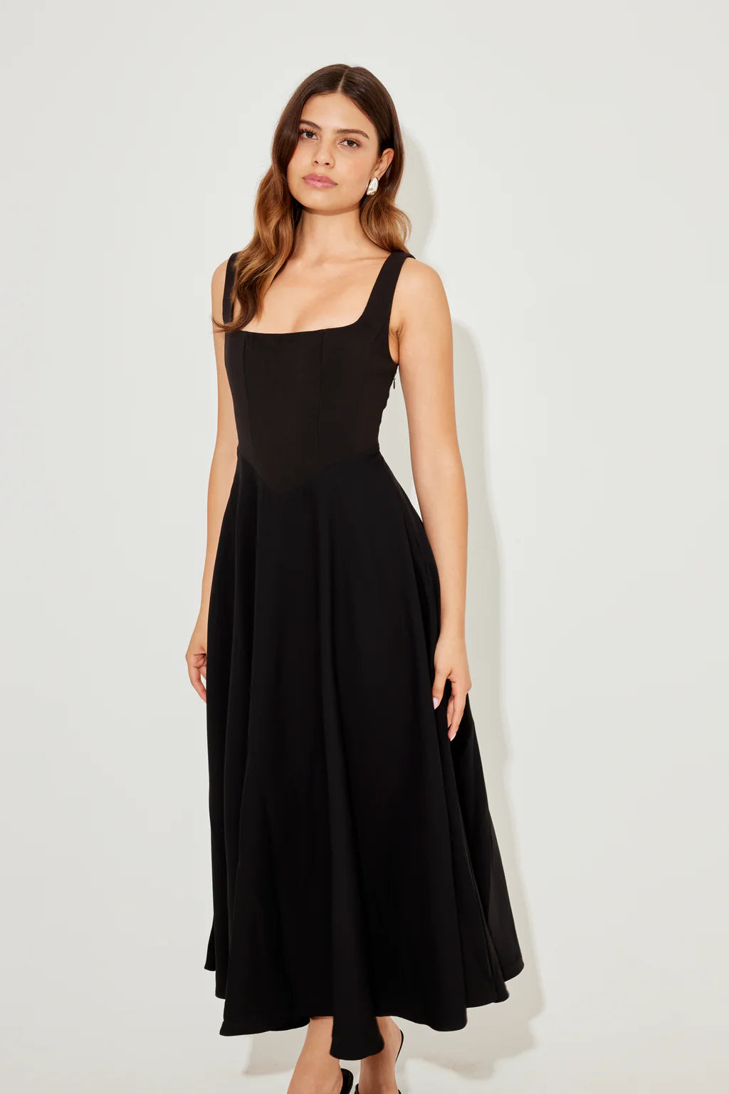 The Ultimate Muse High Waist Square Neck Midi Dress