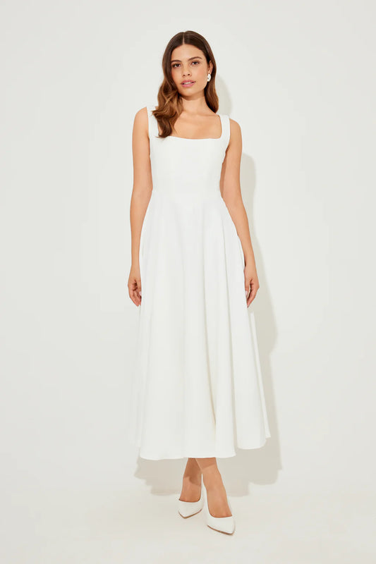 The Ultimate Muse High Waist Square Neck Midi Dress