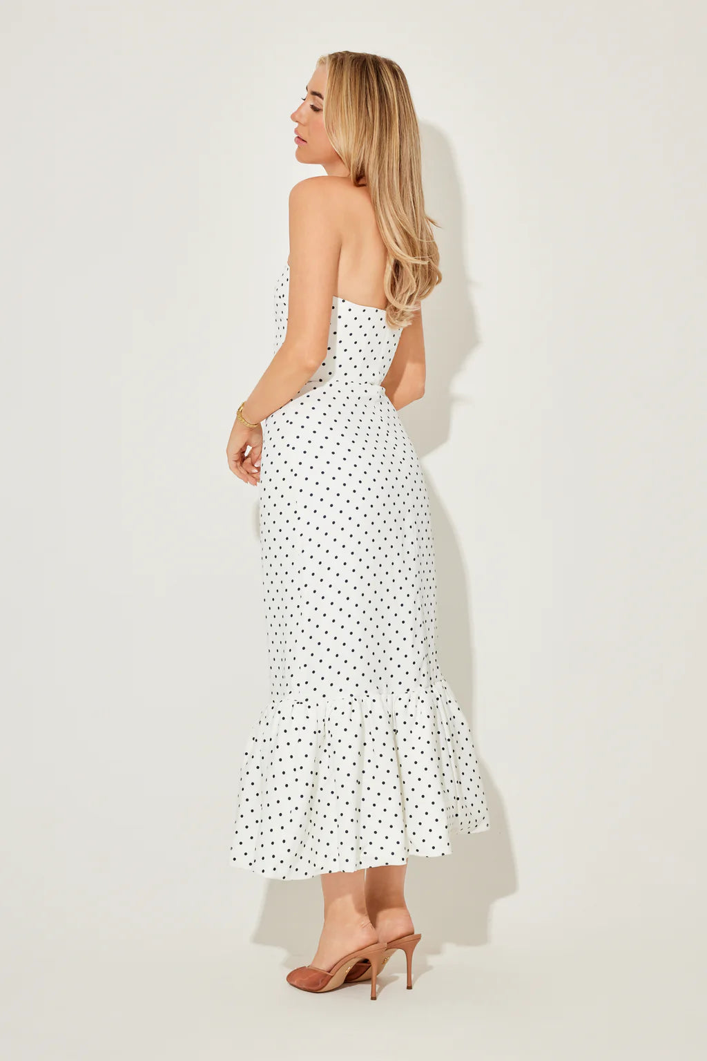 The Ultimate Muse Strapless Peplum Hem Midi Dress