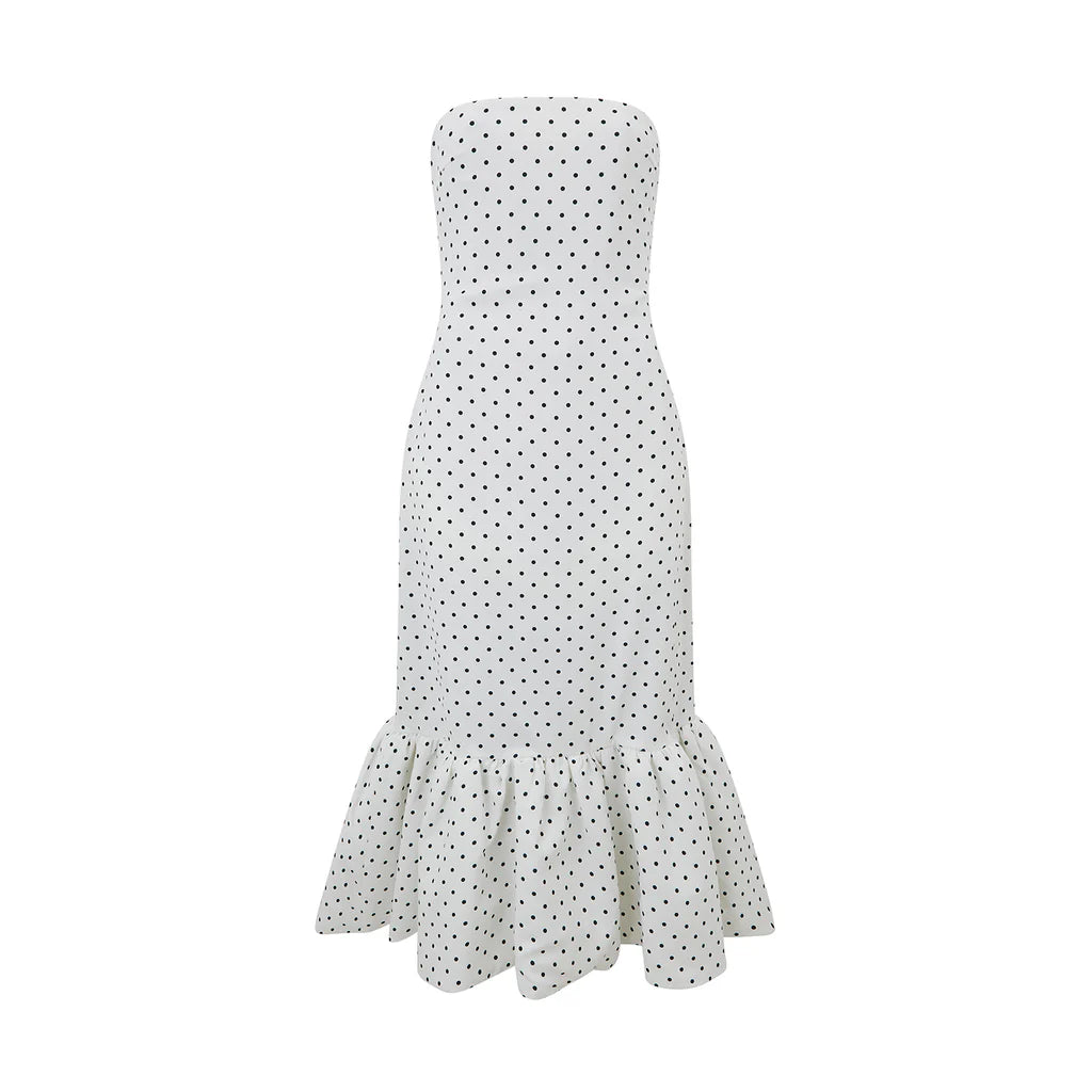 The Ultimate Muse Strapless Peplum Hem Midi Dress